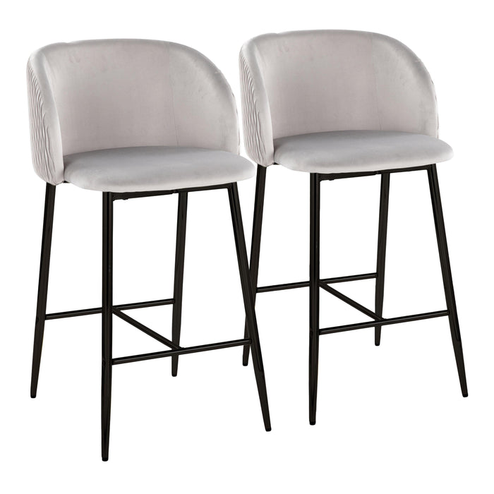 Fran - Pleated Waves Contemporary Fixed Height Counter Stool (Set of 2)