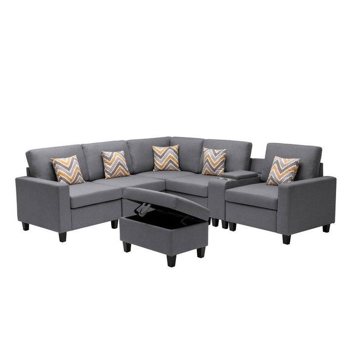 Nolan - 7 Piece Sectional Sofa With Pillows And Interchangeable Legs