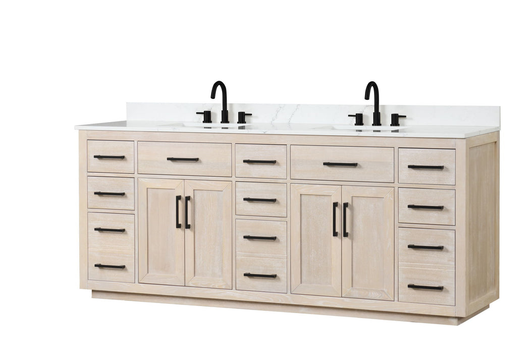 Bathroom Vanity With Double Sink, Modern Bathroom Vanity Set With Soft-Close Cabinet And 9 Drawers, Solid Wood Bathroom Storage Cabinet With Countertop And Backsplash - Light Oak