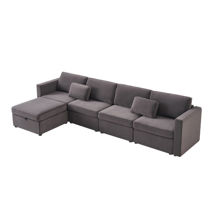 Modern Velvet Modular Sectional Sofa, Convertible Sofa Set With Pillows, Oversized Sectional Couches With Storage Ottomans For Living Room, Loft, Apartment, Office