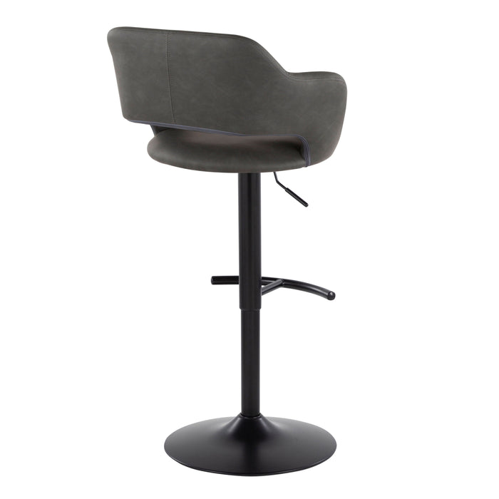 Margarite - Contemporary Adjustable Barstool With Swivel With Rounded T Footrest (Set of 2)