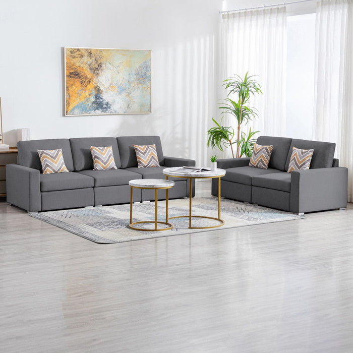 Nolan - Linen Fabric Sofa And Loveseat Living Room With Pillows And Interchangeable Legs