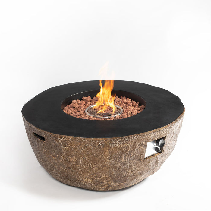 Concrete Gas Fire Pit Bowl - Brown