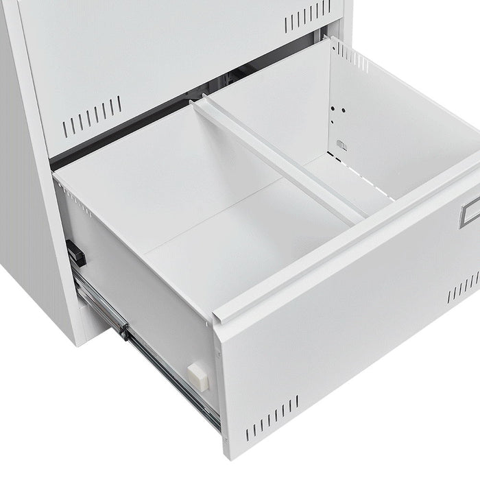 Filing Cabinet Lateral File Cabinet With Lock, 3 Drawer - White