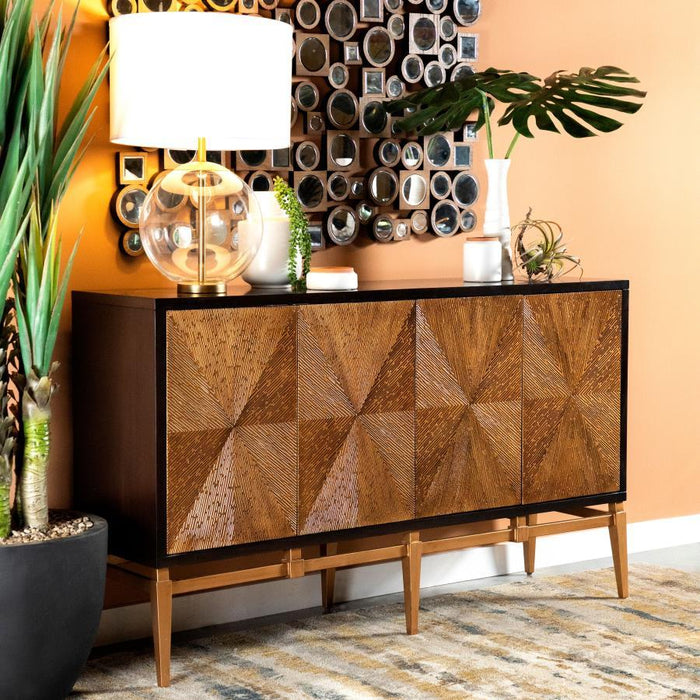 Zira - Wood Parquet Storage Accent Cabinet