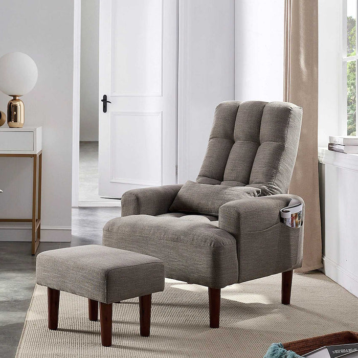 Modern Living Room Leisure Sofa Chair Design Home Adjustable Cozy Soft Chair - Gray