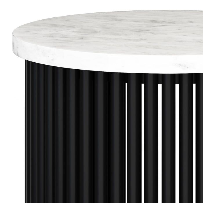 Demy - Metal Accent Table - White Marble / Black