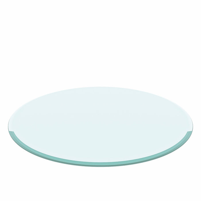 40" Round Tempered Glass Table Top Clear Glass 1 / 2" Thick Beveled Polished Edge