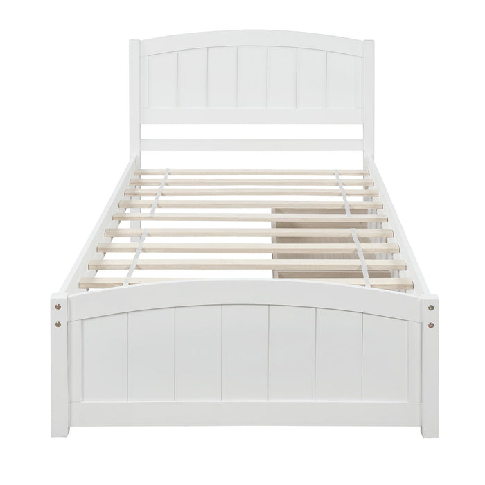 Twin Size Platform Bed & Two Drawers - White