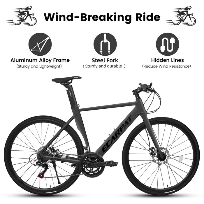 A28314 700C Ecarpat Road Bike, 14-Speed Shimano Disc Brakes, Light Weight Aluminum Frame, Racing Bike City Commuting Road Bicycle For Men Women