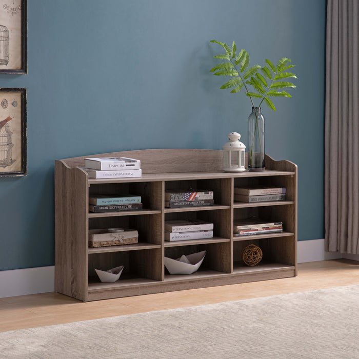 Wooden Shoe Storage Bench, Nine Storage Shelves