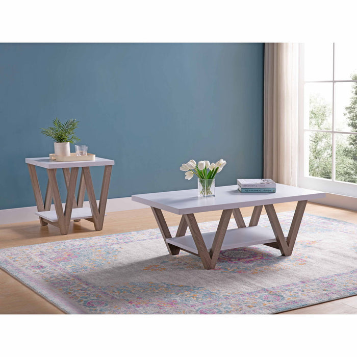 Coffee End Table (Set of 2) - White / Dark Taupe