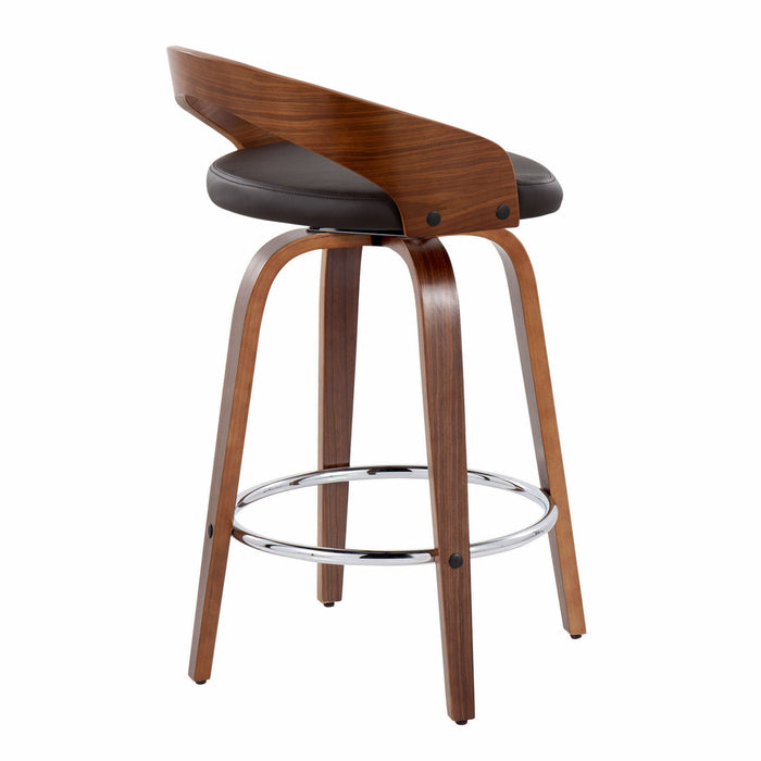 Grotto - Mid Century Modern Elegant Fixed Height Counter Stool With Swivel With Round Footrest (Set of 2)