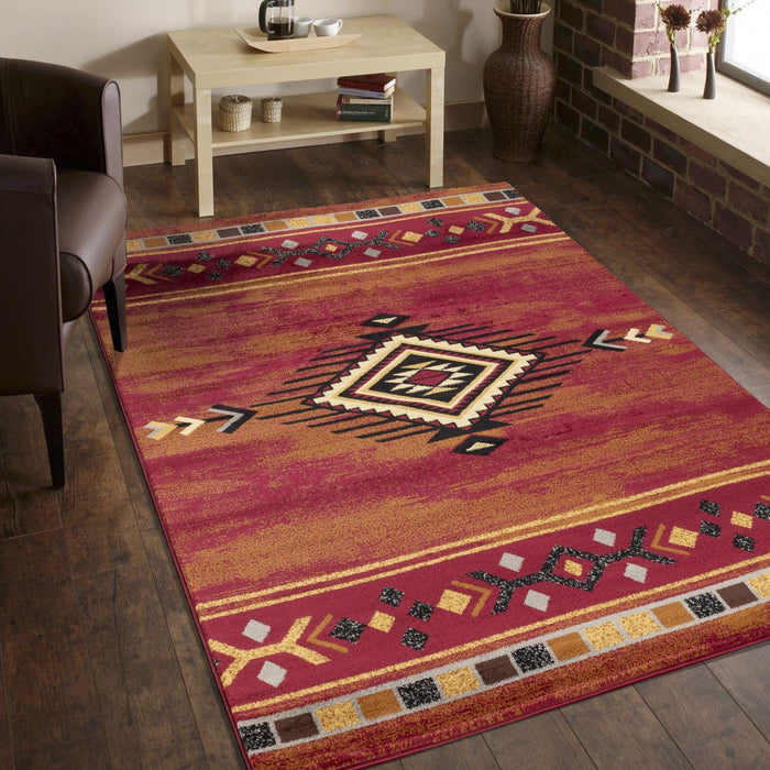 Tribes - 5'3" X 7'3" Southwest Area Rug - Red