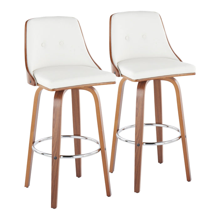 Gianna - Mid Century Modern Fixed Height Barstool With Swivel With Round Footrest (Set of 2)