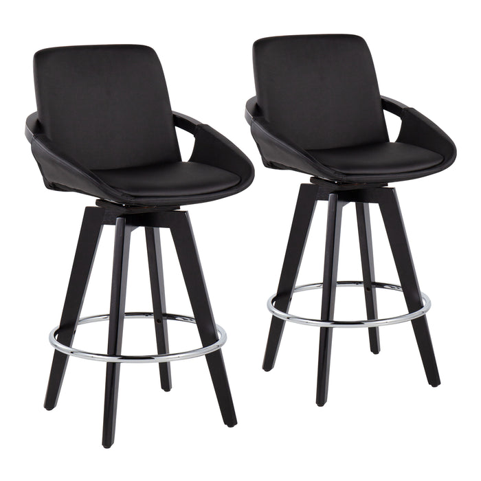 Cosmo - Contemporary Fixed Height Counter Stool With Swivel And Round Footrest (Set of 2)