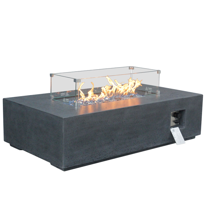 Outdoor Concrete Propane Gas Rectangle Fire Pit Table