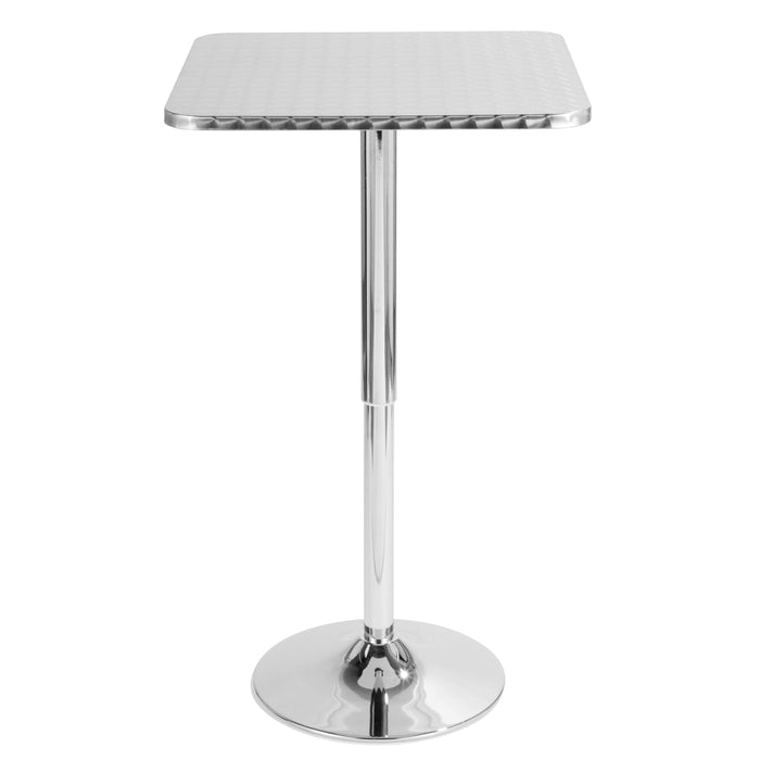 Bistro - Contemporary Adjustable Square Bar Table - Silver