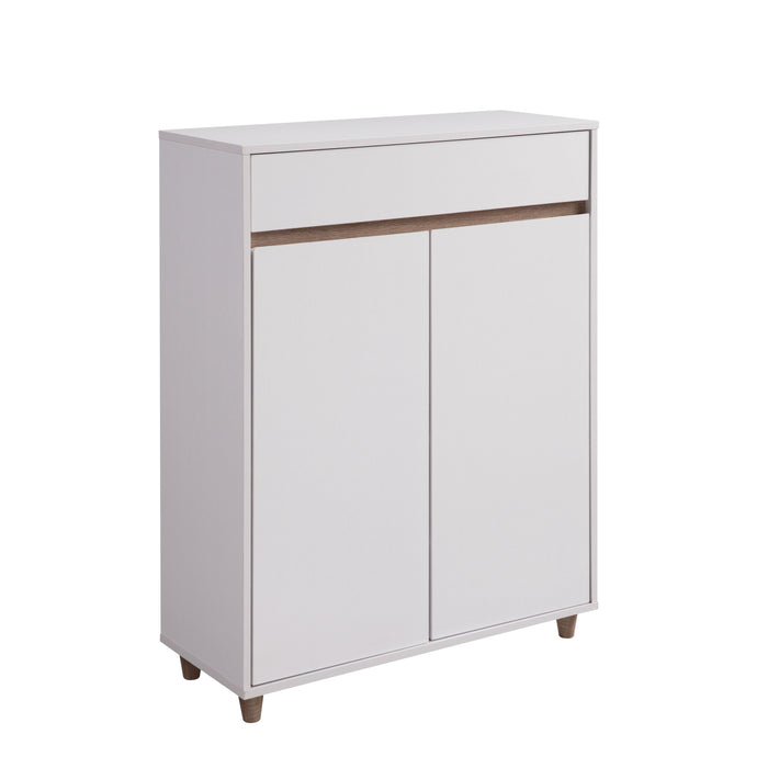 4-Tier Entryway Storage Cabinet, Shoe Cabinet - White & Dark Taupe