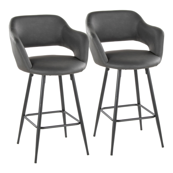 Margarite - Contemporary Fixed Height Counter Stool With Square Footrest (Set of 2)