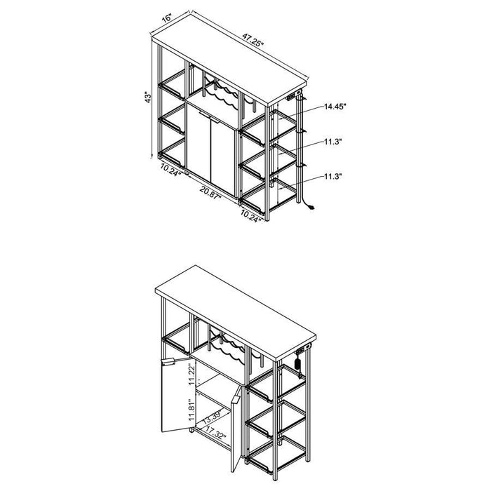 Gallimore - Mueble bar de 2 puertas con estante de vidrio - Blanco