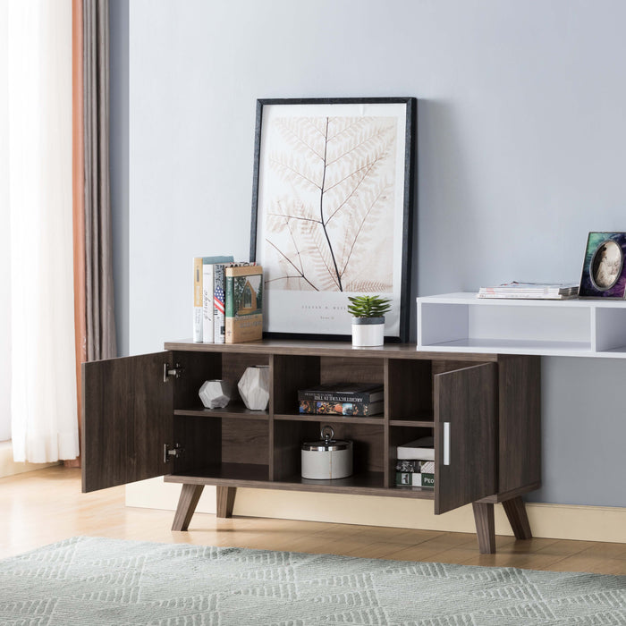 Home Entryway Console Table With Multi-Storage Compartments - Hazelnut & White