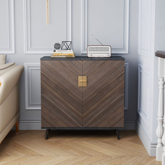 Accent Storage Cabinet With Doors, Bar Cabinet Buffet Cabinet With Storage For Living Room, Hallway, Bedroom - Brown Mix