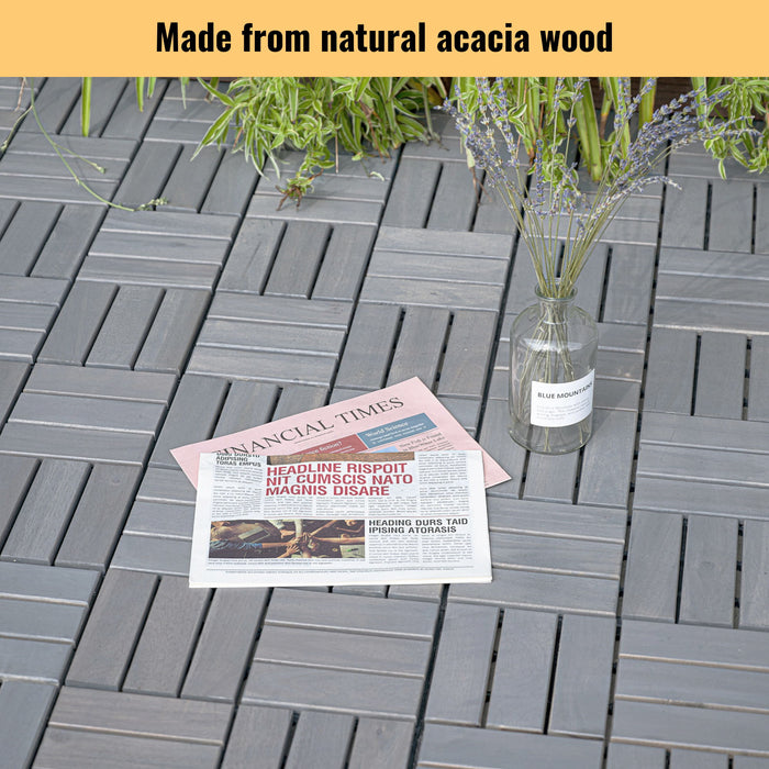 Interlocking Deck Tiles Checker Pattern, Square Acacia Hardwood Outdoor Flooring For Patio, Bancony, Pool Side