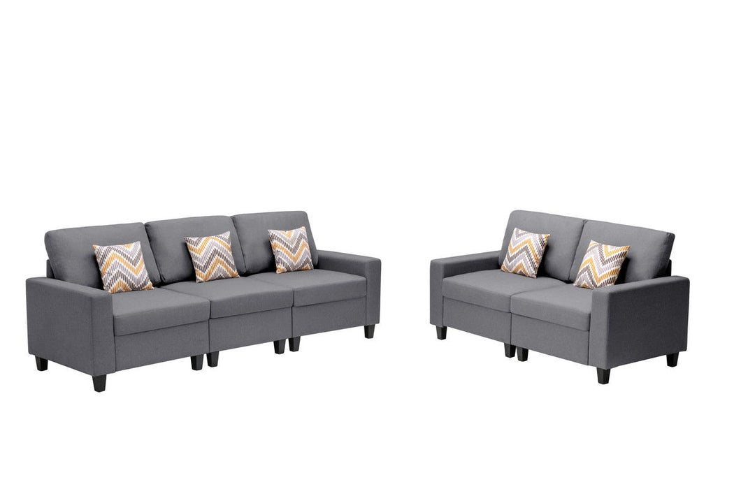 Nolan - Linen Fabric Sofa And Loveseat Living Room With Pillows And Interchangeable Legs