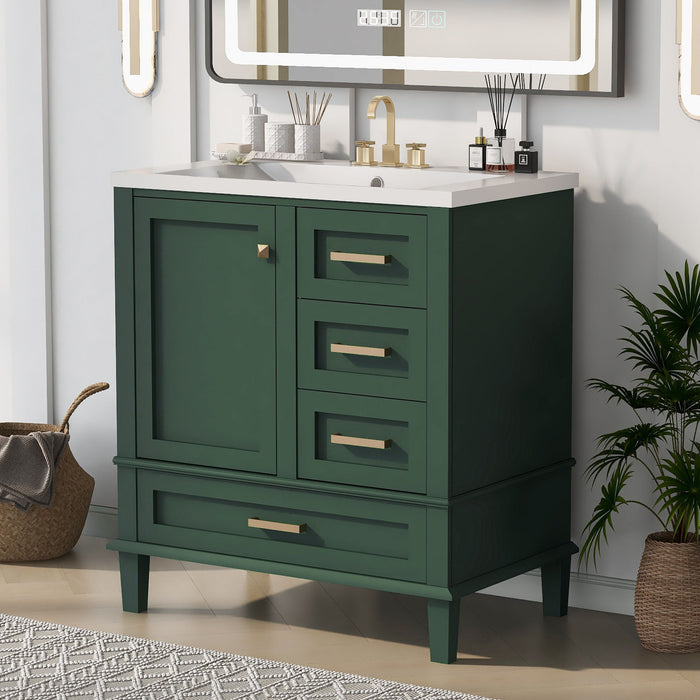 Bathroom Vanity, Modern Bathroom Cabinet With Sink Combo Set, Bathroom Storage Cabinet With A Soft Closing Door And 3 Drawers, Solid Wood Frame, Resin Basin