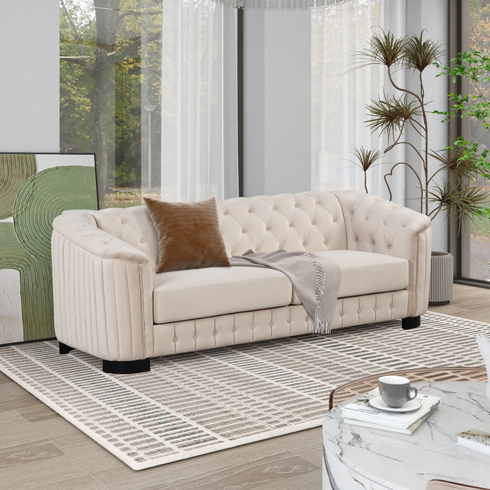 3 Piece Sofa Sets Modern With Rubber Wood Legs, Velvet Upholstered Couches Sets Including Three Seat Sofa, Loveseat And Single Chair For Living Room Furniture Set