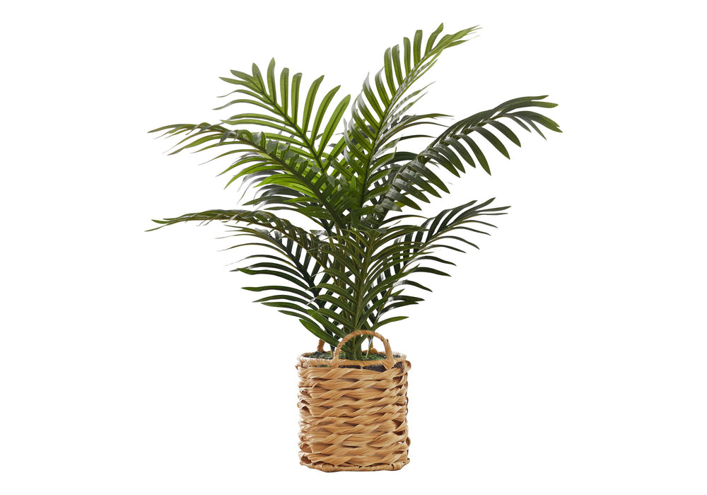 Artificial Plant, 24" Tall, Palm, Indoor, Faux, Fake, Table, Floor, Greenery, Potted, Real Touch, Decorative - Green / Beige