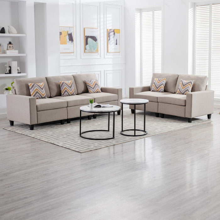 Nolan - Linen Fabric Sofa And Loveseat Living Room With Pillows And Interchangeable Legs