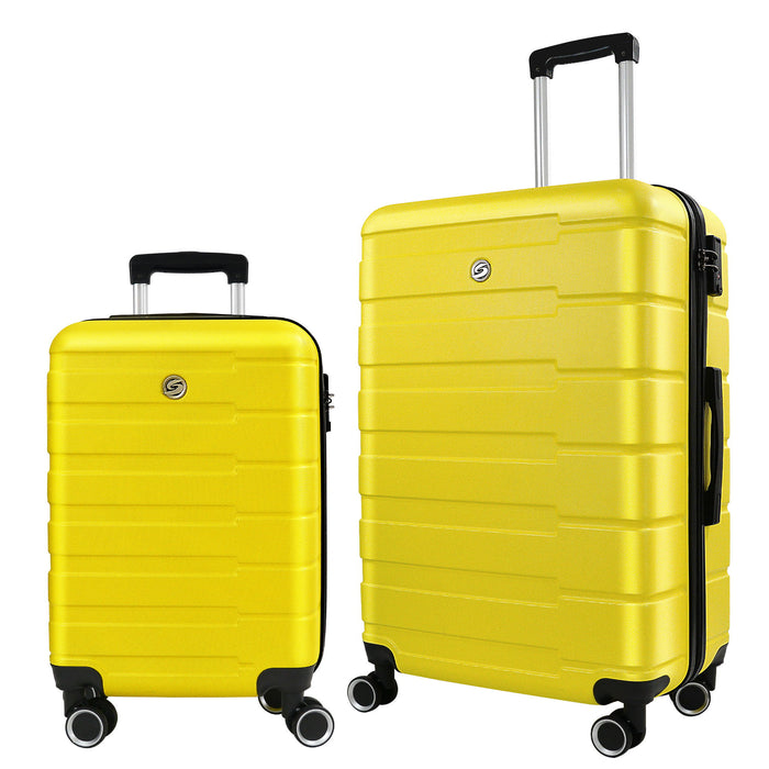 Luggage Sets 2 Piece, 20" 24" Carry On Luggage Airline Approved, Abs Hardside Lightweight Suitcase With 4 Spinner Wheels (Set of 2) (20 / 24) - Yellow