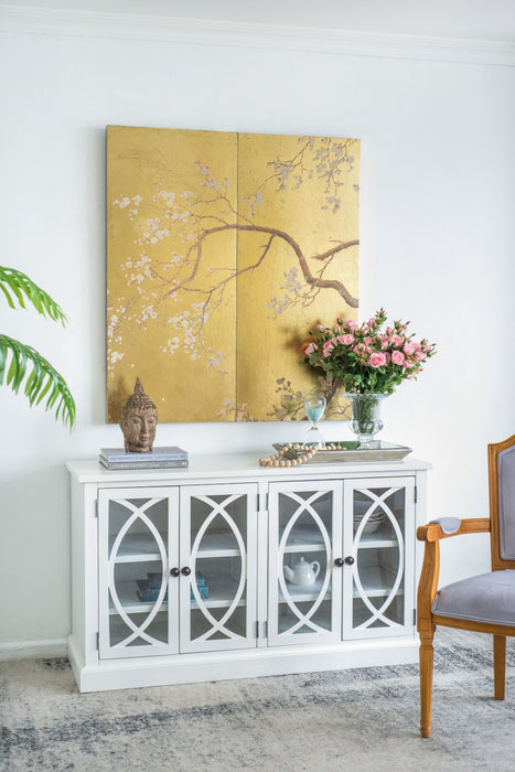 Cherry Blossom Wall Art Panels, Wall Decor For Living Room Dining Room Office Bedroom (Set of 2) - Gold