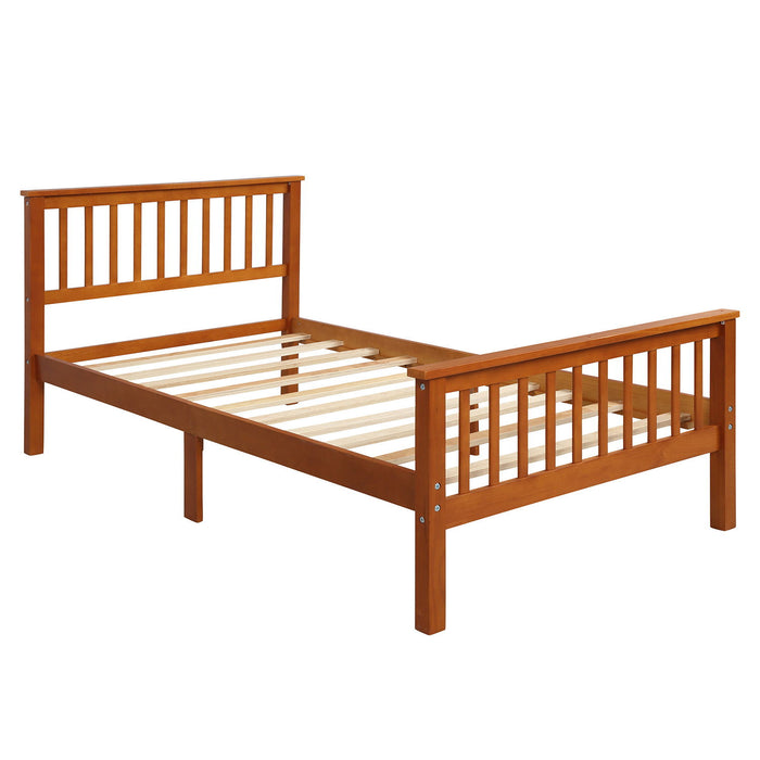 Twin Platform Bed With Headboard And Footboard - Oak