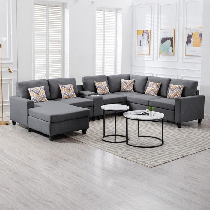 Nolan - 7 Piece Sectional Sofa With Pillows And Interchangeable Legs