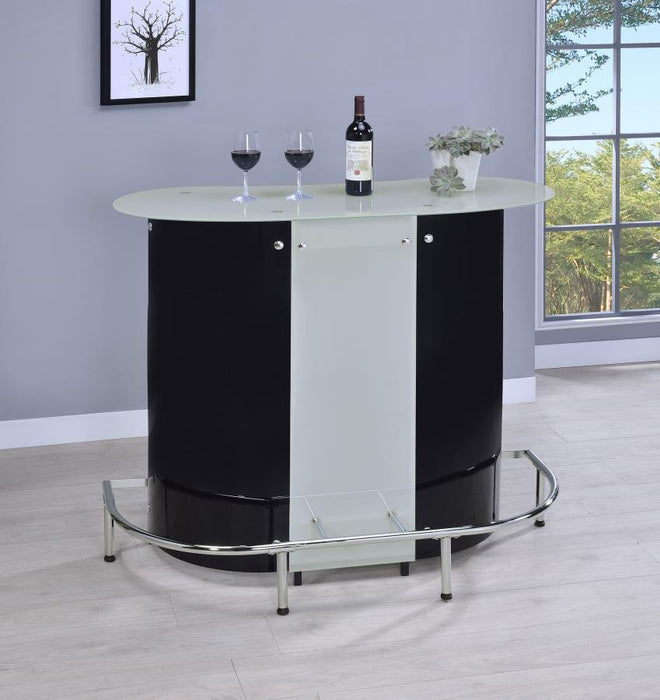 Lacewing - Curved Glass Top Home Bar Wine Cabinet - Black