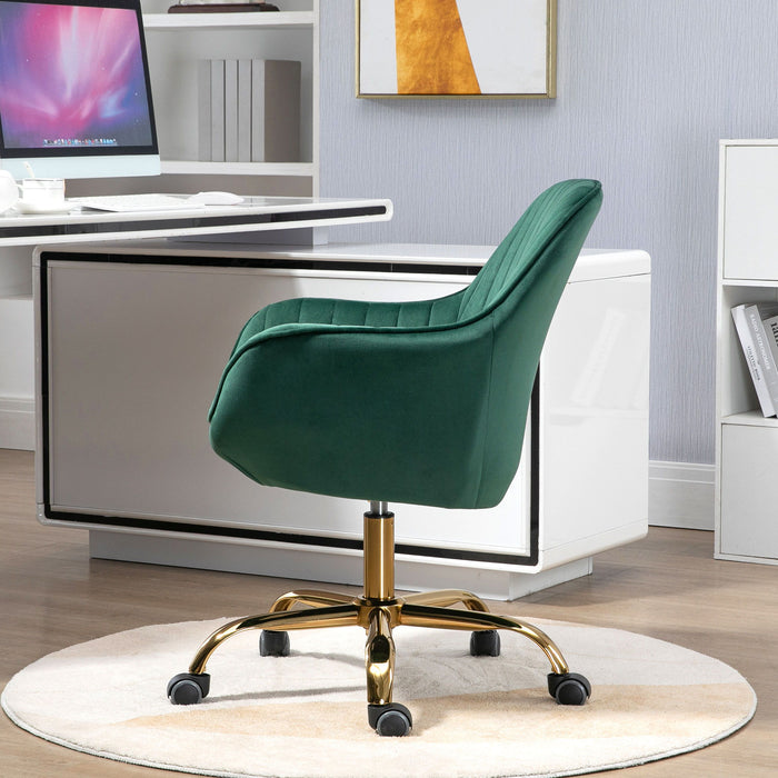 Swivel Chair With High Back, Adjustable Working Chair With Golden Base