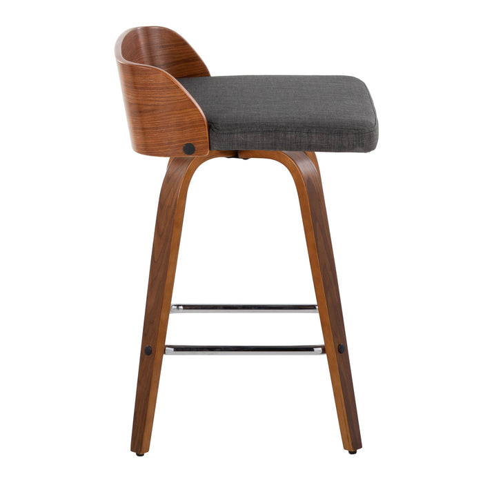 Maya - Mid Century Modern Fixed Height Counter Stool & Swivel With Square Footrest (Set of 2)