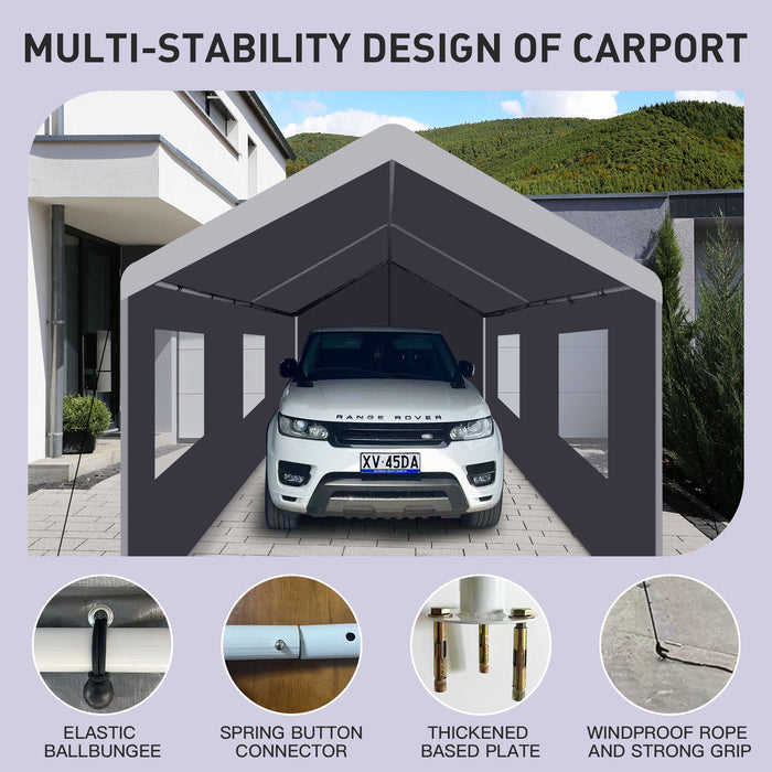 Carport, 10x20 Heavy Duty Portable Carport Garage Tent For Outdoor Storage Shelter