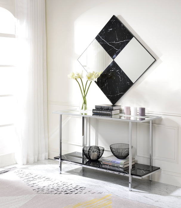 Angwin - Mirrored Faux Marble Console Table - Multi