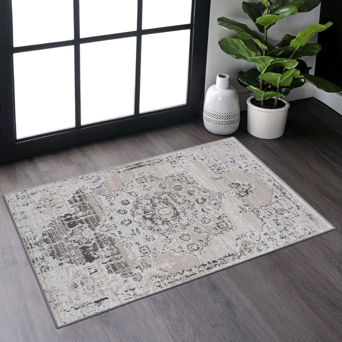 Payas - 2' x 3' Medallion Non-Shedding Living Room Bedroom Dining Home Office Stylish And Stain Resistant Area Rug - Cream / Beige