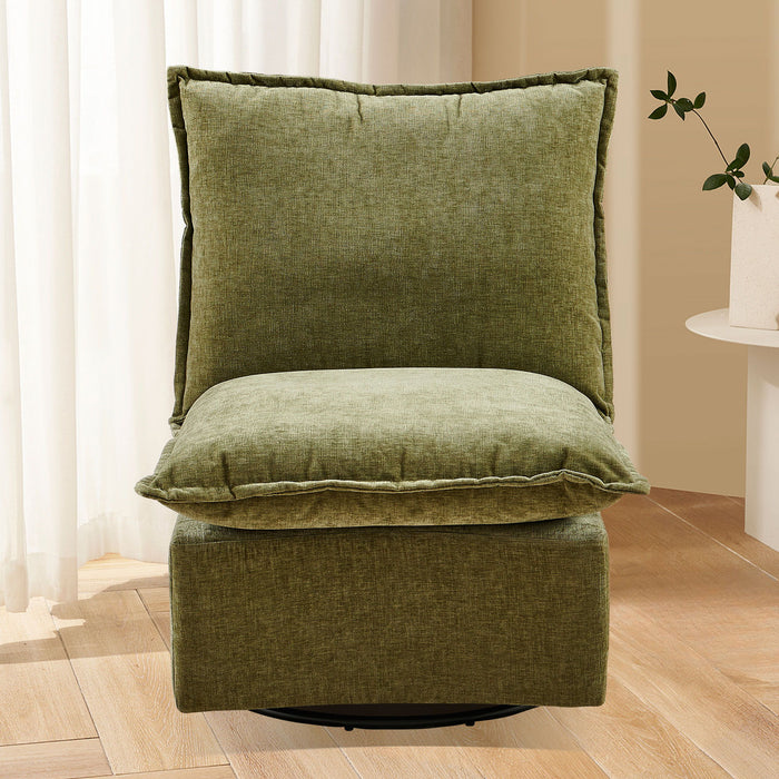 Detachable Chenille Single 360 Swivel Rocking Rocker, 360 Swivel Sofa Chair & Single Sofa Lounge, Comfortable Seating For Living Room & Bedroom Sofa 1 Piece - Green