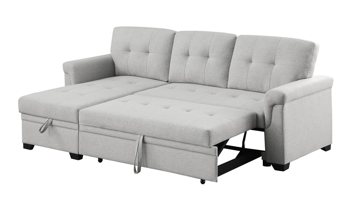 Destiny - Linen Reversible Sleeper Sectional Sofa With Storage Chaise