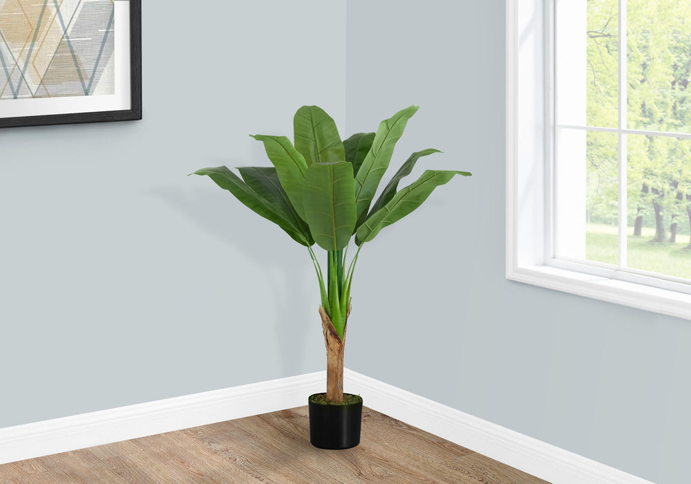 Artificial Plant, 43" Tall, Banana Tree, Indoor, Faux, Fake, Floor, Greenery, Potted, Real Touch, Decorative - Green / Black