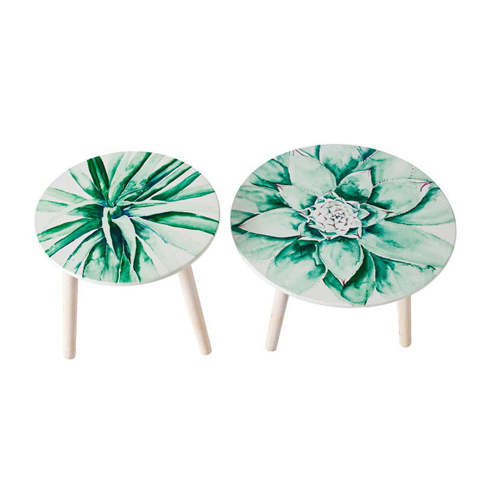 Side Tables (Set of 2) - White / Green