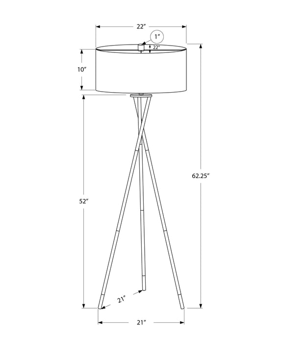 Lighting, Floor Lamp, Nickel Metal, Contemporary - Silver