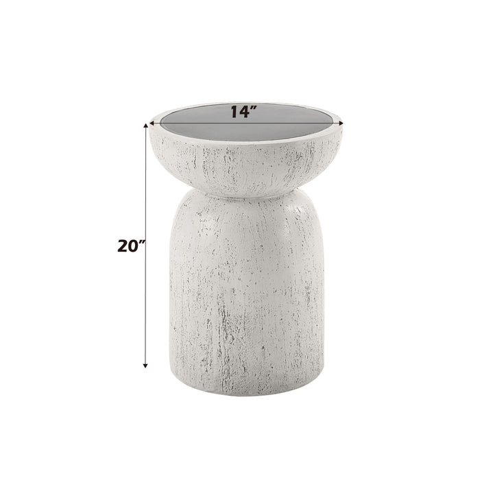 Dylana - Natural Fiber Concrete Accent Table - Gray