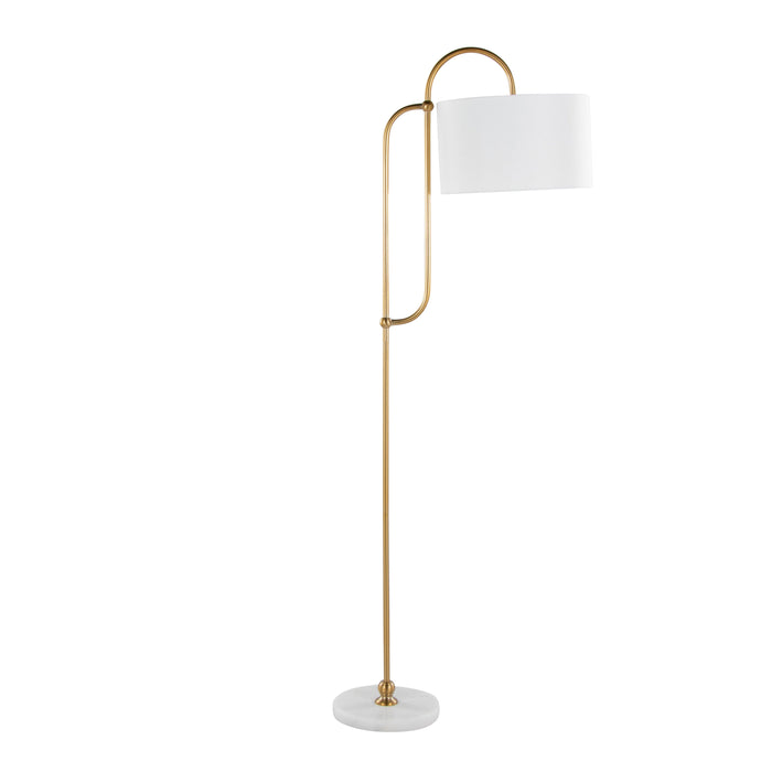 Leslie - Glam / Art Deco Floor Lamp - Gold / White